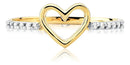 Anel Feminino De Ouro 18k Coração Vazado Com Diamantes
