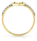 Anel Feminino De Ouro 18k Coração Vazado Com Diamantes