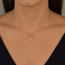 Colar De Ouro 18k Elos Longos Com Ponto De Luz Gota E 45cm Cor Branco