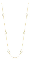 Colar Feminino De Ouro 18k Trevos Com 6mm E 45cm Cor Madrepérola