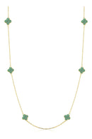Colar Feminino De Ouro 18k Trevos Com 6mm E 45cm Cor Malaquita
