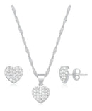 Conjunto Coração Cravejado De Prata 925 Dia Das Mães Cor Prateado