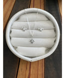 Conjunto Prata 925 Brinco e Colar Tartaruga Prateado 8mm Bali