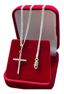 Corrente Prata 925 Pingente Crucifixo Escama De Peixe Fina